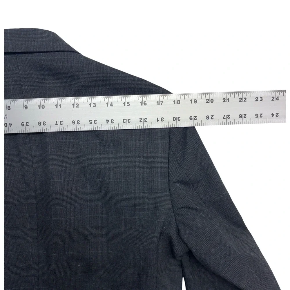 vtg 90s Charcoal Glen Plaid 40R 34x29 2pc Pant Suit Pleated High Waisted Wool
